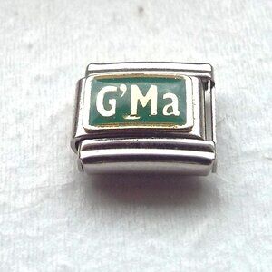 G'Ma on green enamel 9mm stainless steel italian charm bracelet link new